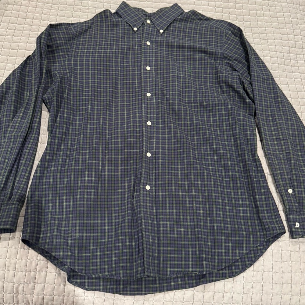 Ralph Lauren Navy and Olive Checkered Shirt